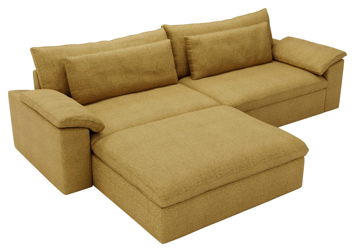 ECKSOFA  in Webstoff Currygelb  198/306 cm  - Currygelb/Schwarz, MODERN, Kunststoff/Textil (198/306cm) - Carryhome