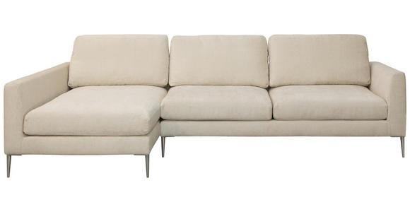 ECKSOFA Beige Chenille  - Beige/Silberfarben, KONVENTIONELL, Textil/Metall (143/284cm) - Carryhome