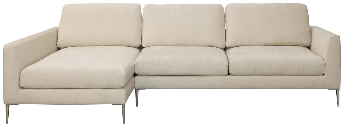ECKSOFA Beige Chenille  - Beige/Silberfarben, KONVENTIONELL, Textil/Metall (143/284cm) - Carryhome