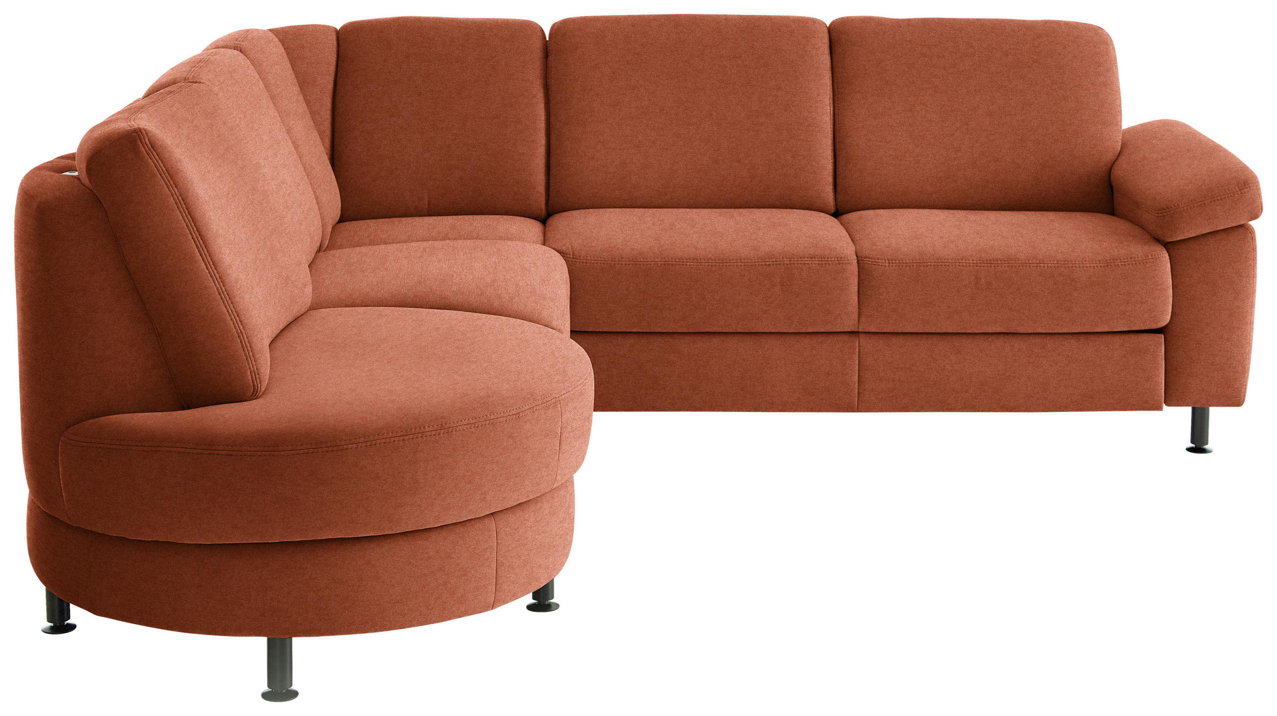 ECKSOFA Flachgewebe Rostfarben  - Rostfarben/Schwarz, Konventionell, Textil/Metall (252/248cm) - Beldomo Comfort