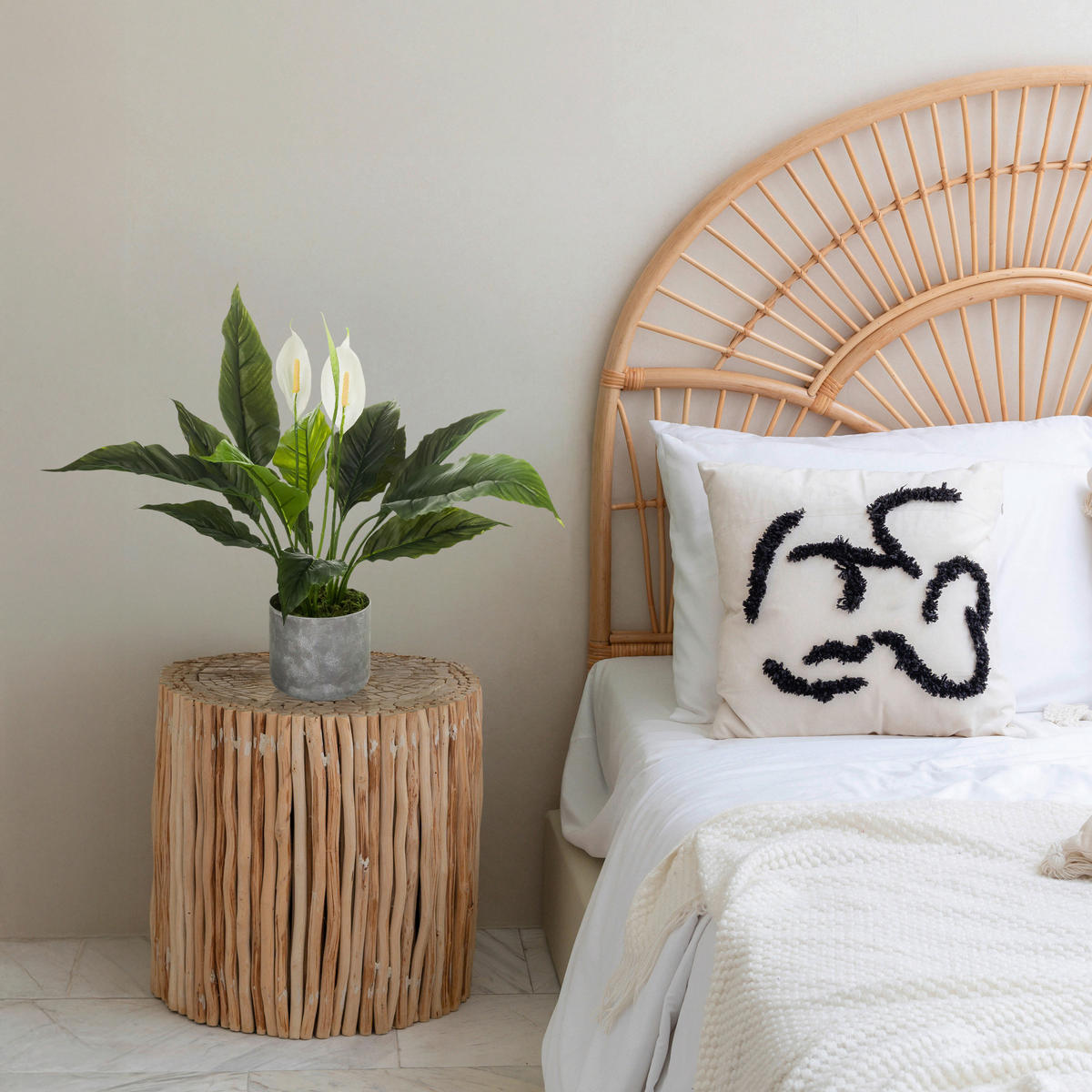 KUNSTPFLANZE  - Weiß/Grau, MODERN, Kunststoff (55/60/40cm) - MID.YOU