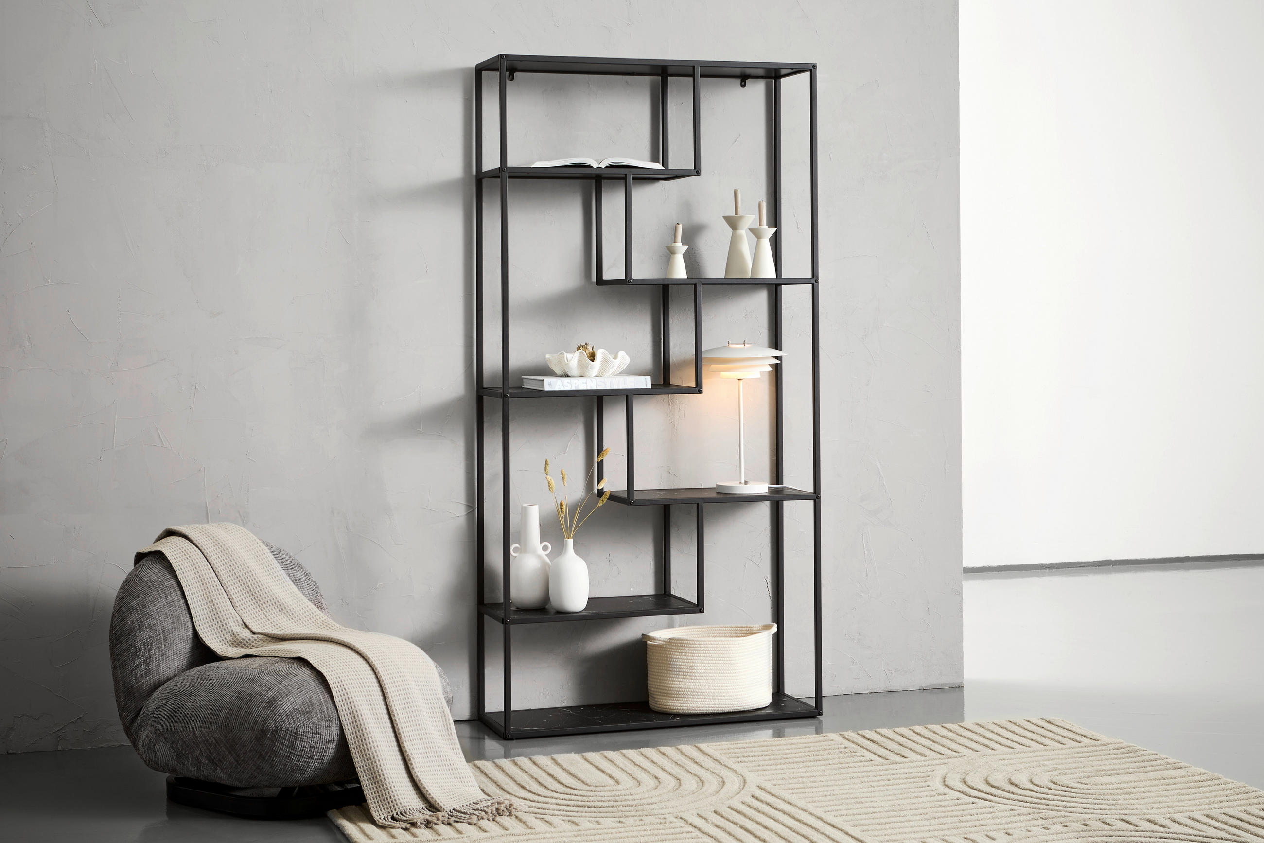 REGAL  100/200/32 cm Schwarz  - Schwarz, Design, Holzwerkstoff/Metall (100/200/32cm) - MID.YOU