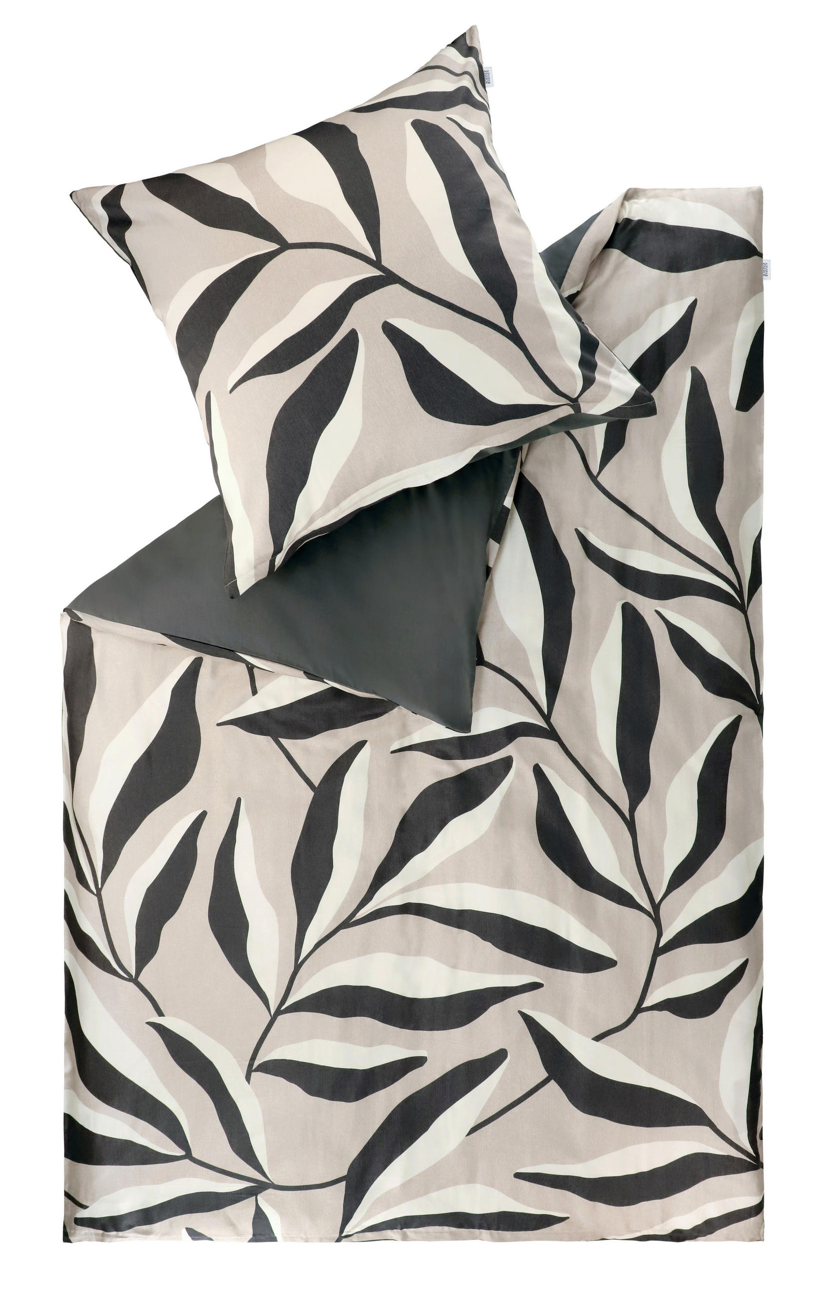 BETTWÄSCHESET 2-teilig Schöner Wohnen - Pianta anthrazit Satin 160/210 cm  - Anthrazit/Beige, Basics, Textil (160/210cm) - Schöner Wohnen