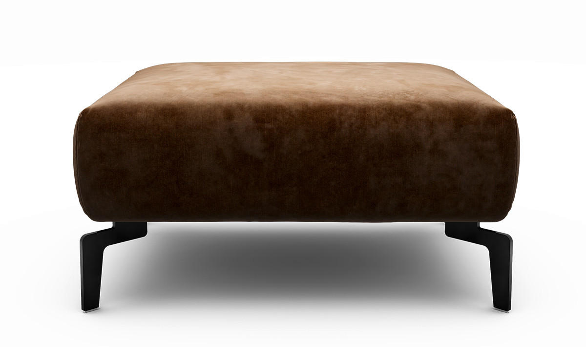 HOCKER Samt Braun  - Schwarz/Braun, Design, Textil/Metall (90/70/46cm) - SENSOO