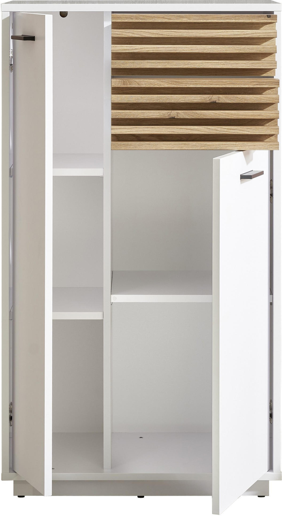MIDISCHRANK 60/106/35 cm  - Eichefarben/Schwarz, KONVENTIONELL, Holzwerkstoff/Kunststoff (60/106/35cm) - home24