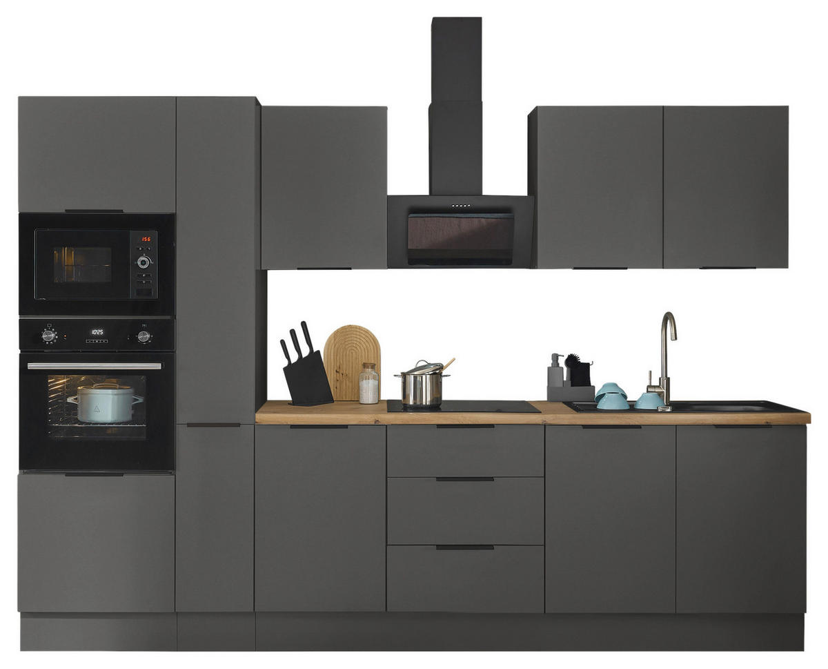 KÜCHENBLOCK   in Graphitfarben  - Schwarz/Graphitfarben, Basics, Holzwerkstoff/Metall (300/211/60cm) - Carryhome