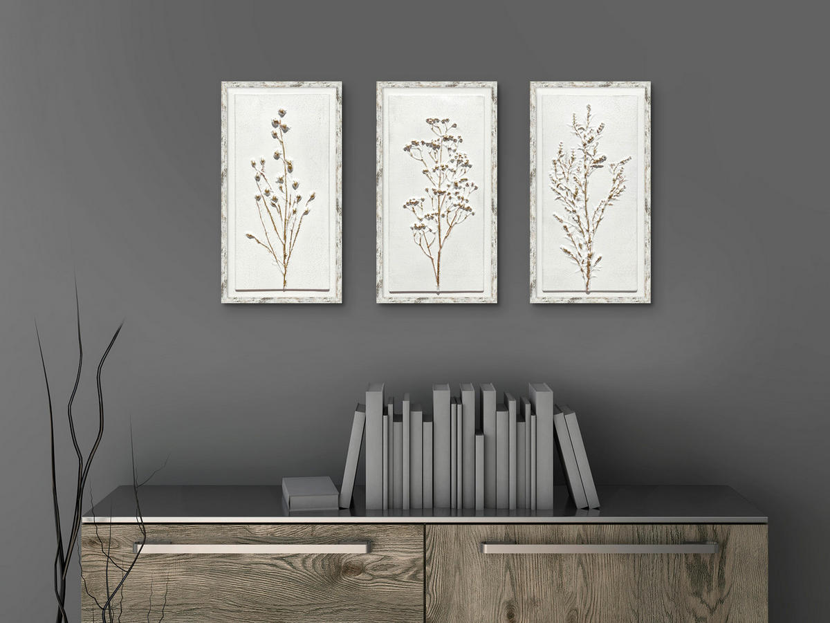 ORIGINALBILD Blumen, Pflanzen 30/55 cm  - Goldfarben/Braun, Trend, Holzwerkstoff/Kunststoff (30/55cm) - Monee
