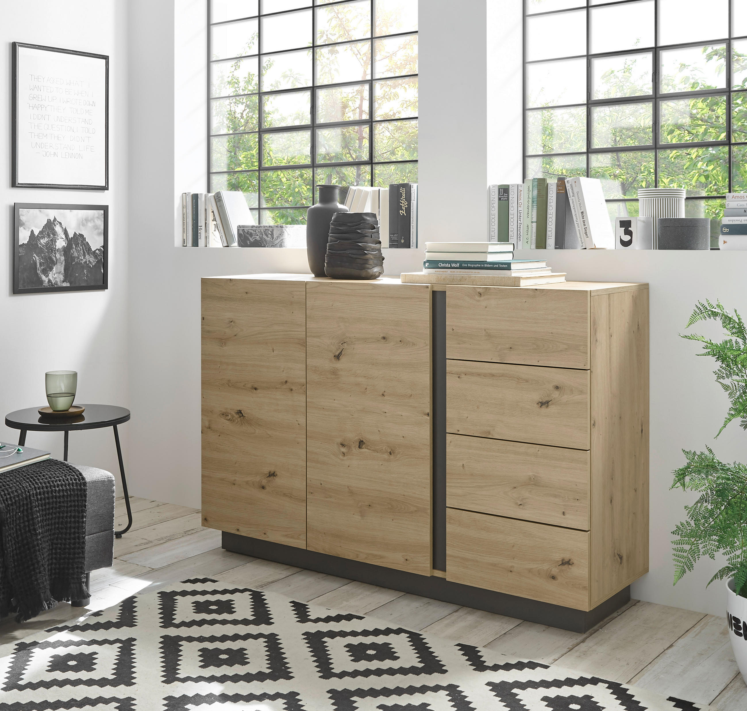 SIDEBOARD  in 138/91/40 cm  - Eiche Artisan/Grau, Design, Holzwerkstoff (138/91/40cm) - MID.YOU