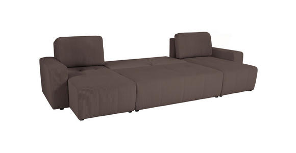 Wohnlandschaft inkl. Funktion Mokka Cord  - Schwarz/Mokka, KONVENTIONELL, Textil (146/317/146cm) - Xora