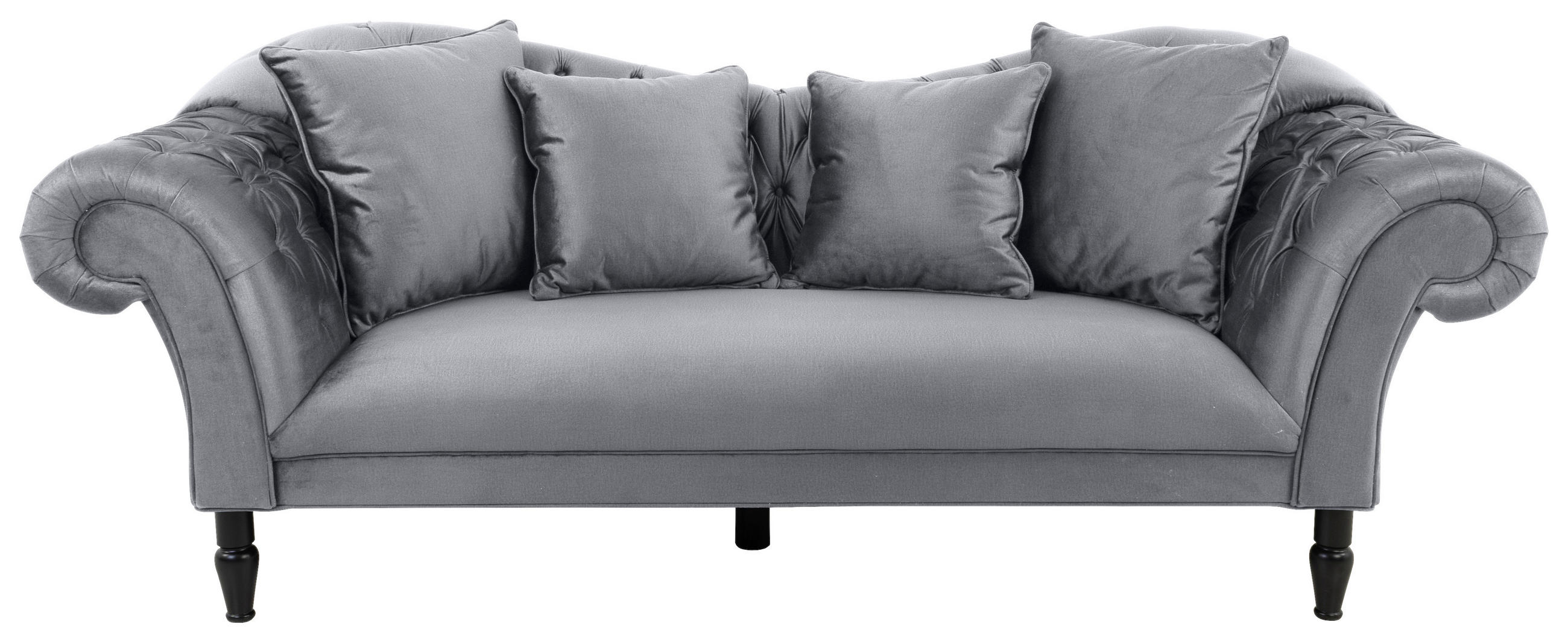 3-SITZER-SOFA Velours Grau  - Schwarz/Grau, Design, Holz/Textil (242/91/104cm) - MID.YOU