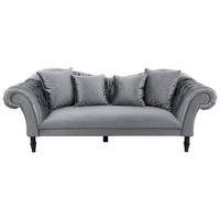 3-SITZER-SOFA Velours Grau  - Schwarz/Grau, Design, Holz/Textil (242/91/104cm) - MID.YOU