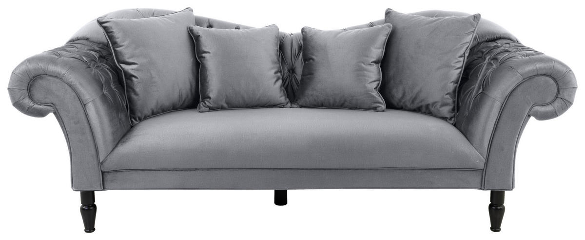 3-SITZER-SOFA Velours Grau  - Schwarz/Grau, Design, Holz/Textil (242/91/104cm) - MID.YOU