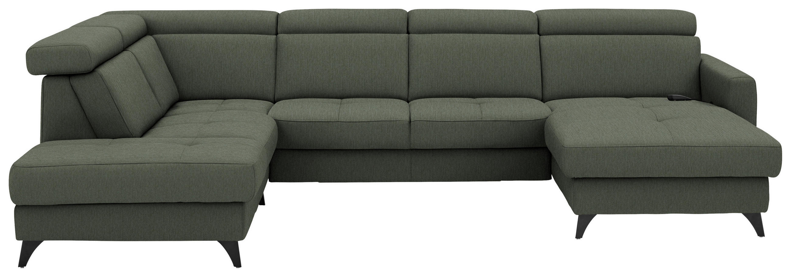 WOHNLANDSCHAFT Flachgewebe Dunkelgrün  - Dunkelgrün/Schwarz, Konventionell, Textil/Metall (215/333/174cm) - Beldomo System
