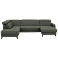 WOHNLANDSCHAFT Flachgewebe Dunkelgrün  - Dunkelgrün/Schwarz, Konventionell, Textil/Metall (215/333/174cm) - Beldomo System