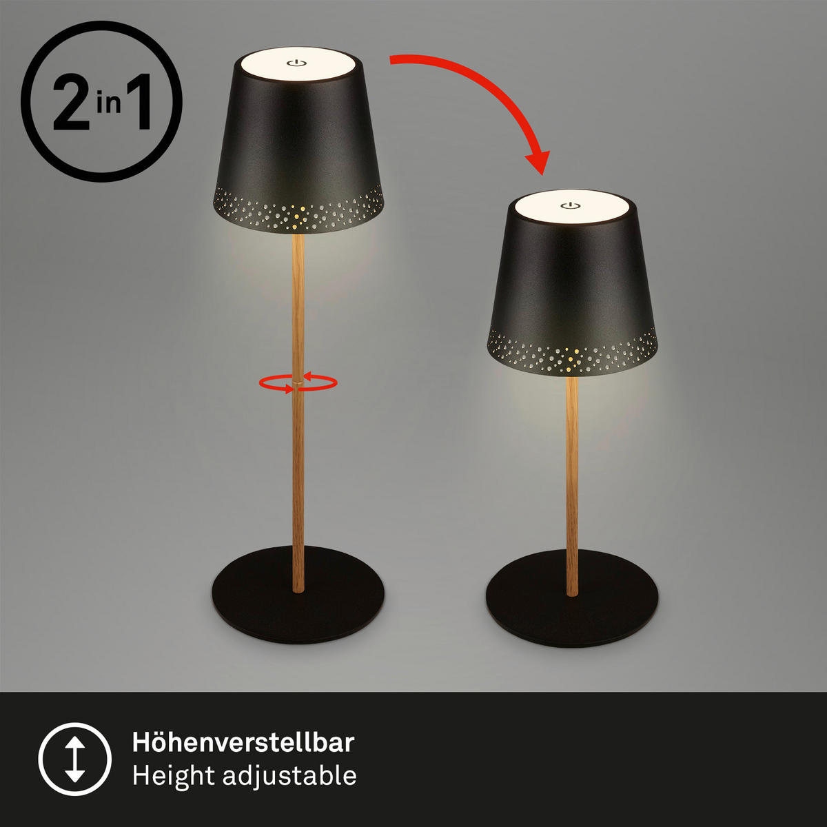 NAMIZNA SVETILKA ZA POLNJENJE  Kiki      12/22-38 cm       - svetlo rjava/črna, Trend, kovina (12/22-38cm)