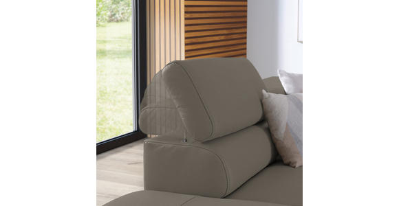 ECKSOFA in Echtleder Graubraun - Graubraun/Schwarz, Design, Leder/Metall (220/270cm) - Novel