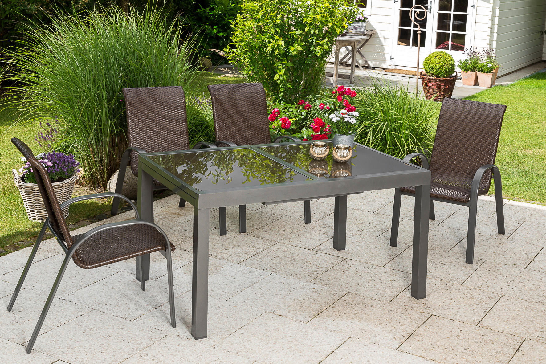 STAPELSESSEL Aluminium Braun, Graphitfarben  - Graphitfarben/Braun, MODERN, Kunststoff/Metall (57/95/78cm) - Gardenson