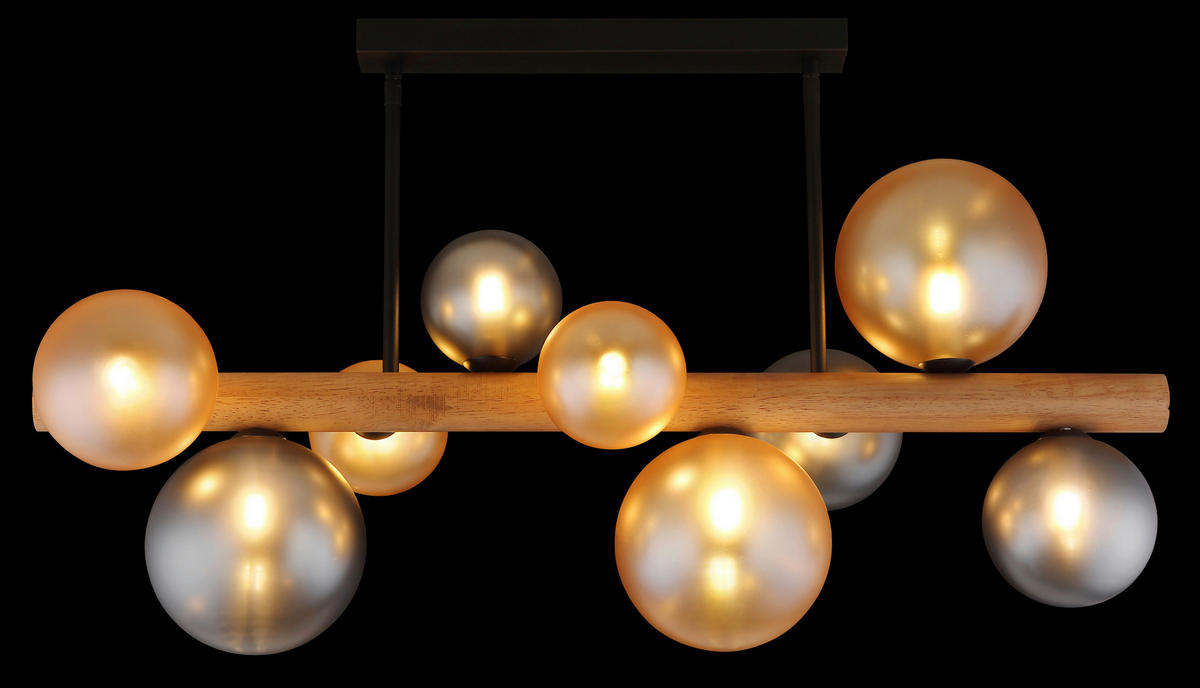 DECKENLEUCHTE    78/29/45 cm  - Dunkelbraun/Schwarz, Basics, Glas/Holz (78/29/45cm) - Globo