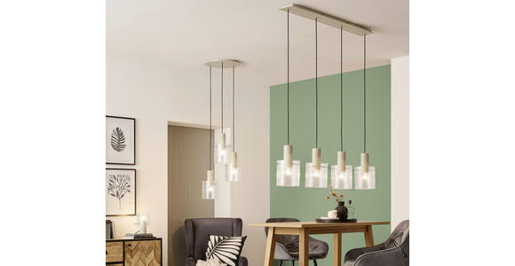 HÄNGELEUCHTE 123/18/150 cm  - Transparent/Beige, KONVENTIONELL, Glas/Metall (123/18/150cm) - Dieter Knoll