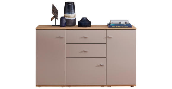 SIDEBOARD Grau, Alteiche Abdeckplatte, Einlegeböden  - Alteiche/Alufarben, KONVENTIONELL, Holzwerkstoff/Metall (150/90/40cm) - Venda