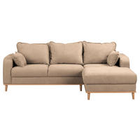 ECKSOFA in Mikrofaser Beige  - Wengefarben/Beige, Design, Holz/Textil (230/150cm) - Livetastic