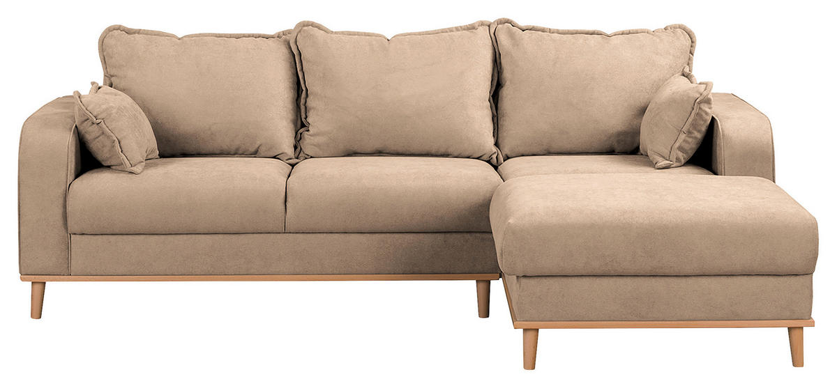 ECKSOFA in Mikrofaser Beige  - Wengefarben/Beige, Design, Holz/Textil (230/150cm) - Livetastic