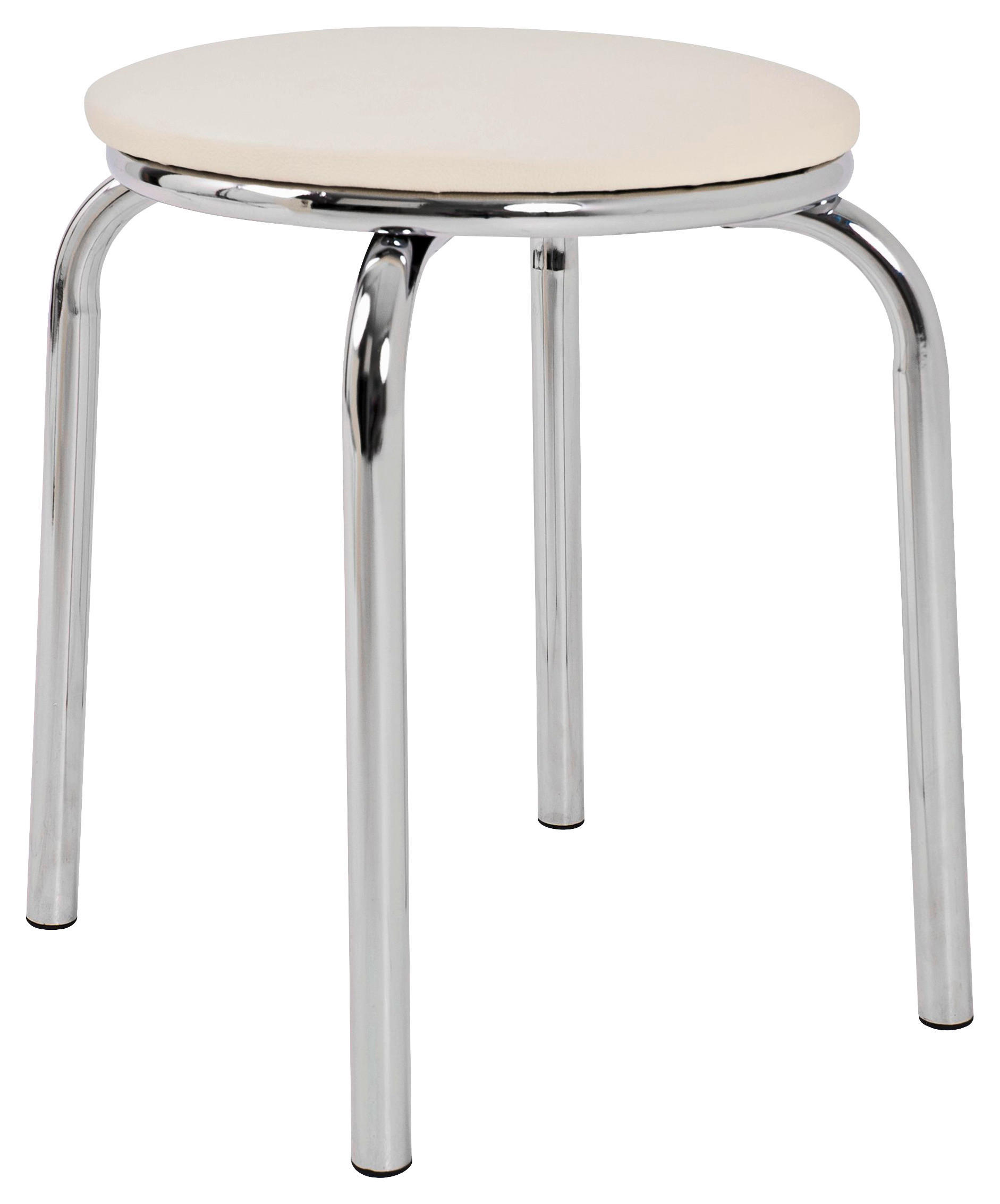 STOHOVATEĽNÝ STOLČEK, kov, plast, 46/45/46 cm - biela/chrómová, Konventionell, kov/plast (46/45/46cm) - Boxxx