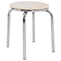 STOHOVATEĽNÝ STOLČEK, kov, plast, 46/45/46 cm - biela/chrómová, Konventionell, kov/plast (46/45/46cm) - Boxxx