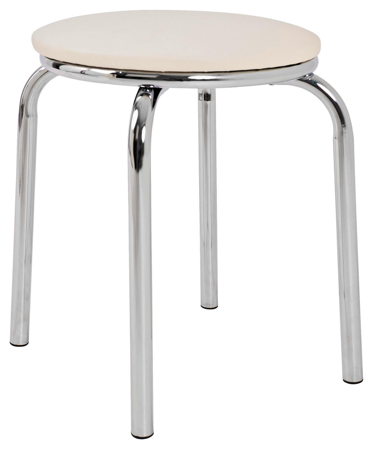 STOHOVATEĽNÝ STOLČEK, kov, plast, 46/45/46 cm - biela/chrómová, Konventionell, kov/plast (46/45/46cm) - Boxxx