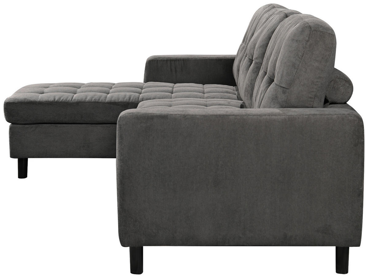 ECKSOFA ARDEN Grau Struktur Rückenkissen  - Schwarz/Grau, Design, Kunststoff/Textil (231/153cm) - MID.YOU