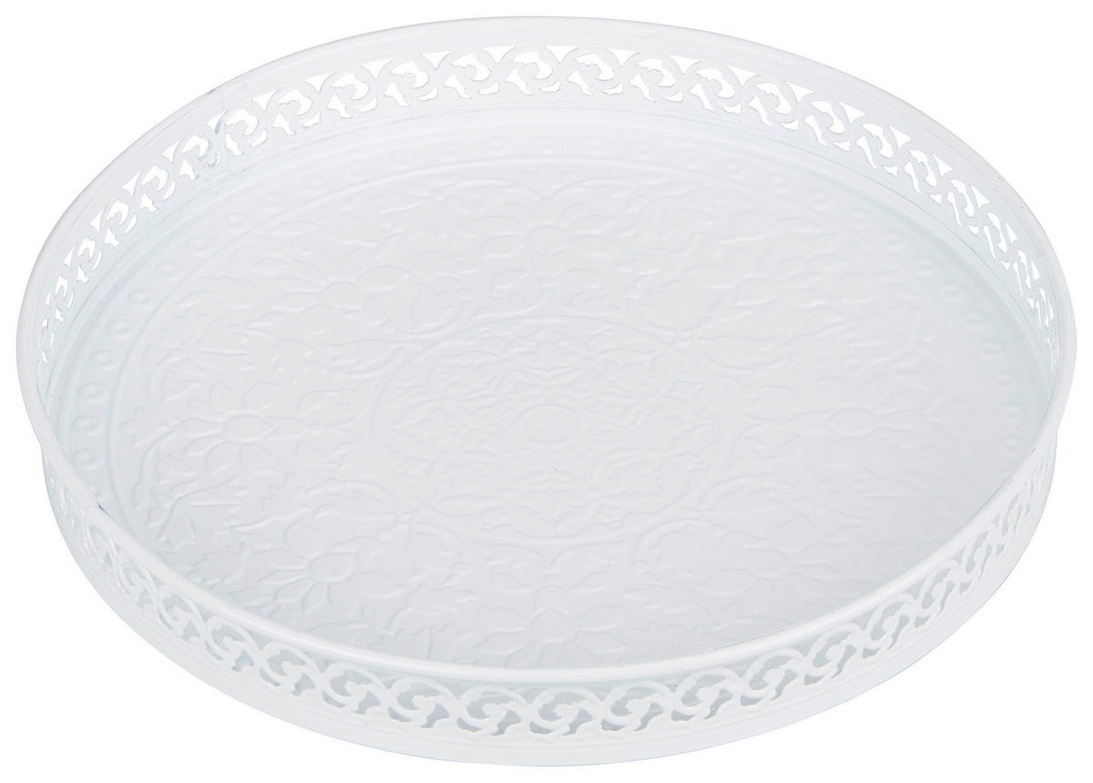 Tavă Decorativă - alb, Lifestyle, metal (25/3cm) - Ambia Home