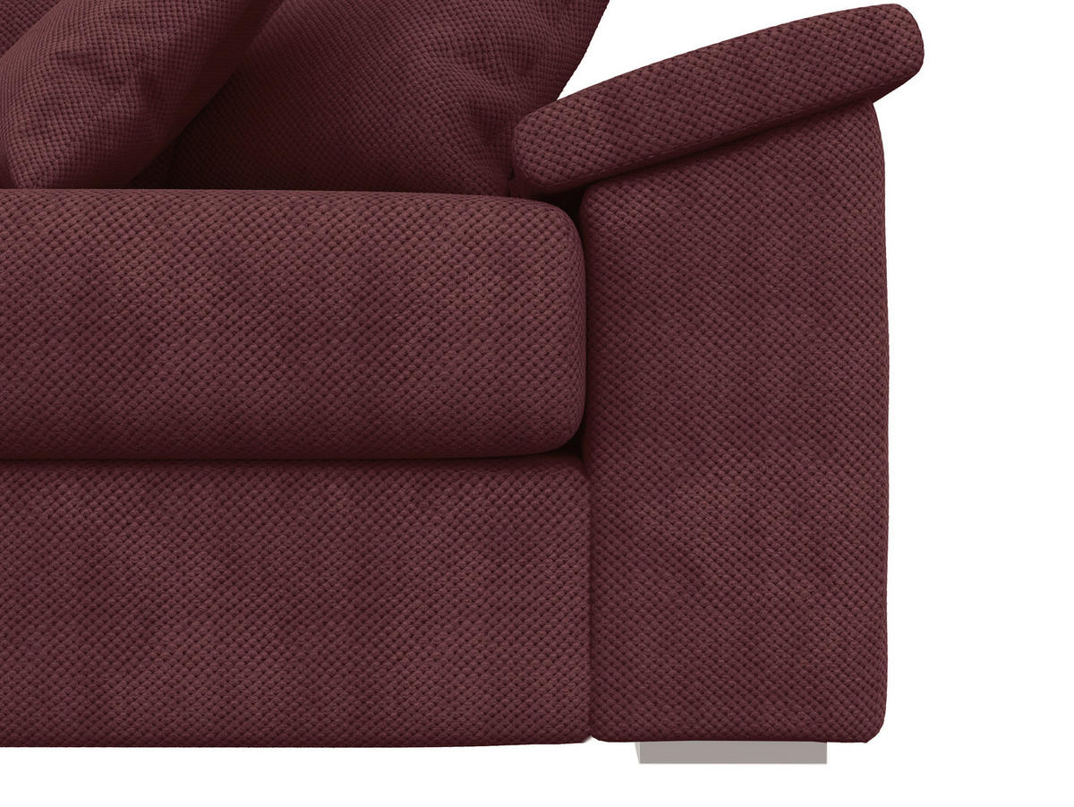 BIGSOFA TERMINI in Velours, Webstoff Bordeaux  - Bordeaux/Beige, Design, Holz/Textil (260/98/123cm) - MID.YOU