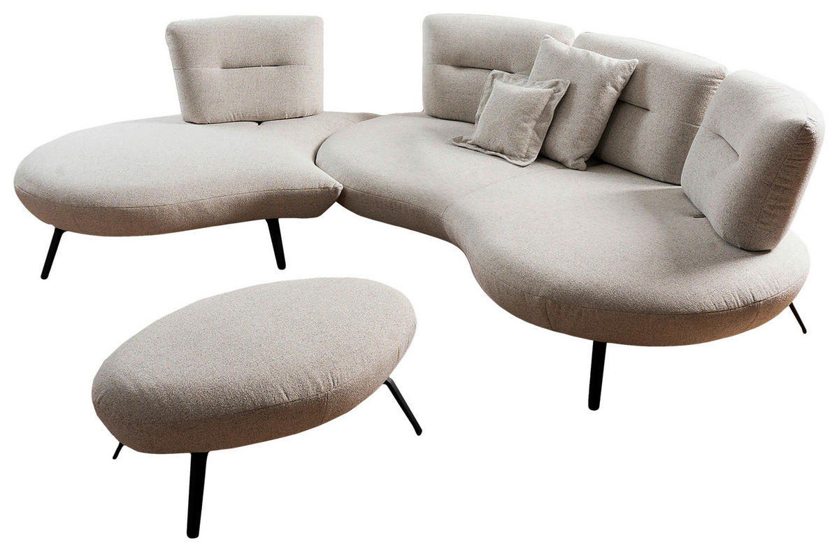BIGSOFA Flachgewebe Beige  - Beige/Schwarz, Design, Textil/Metall (456/93/138cm) - Moderano