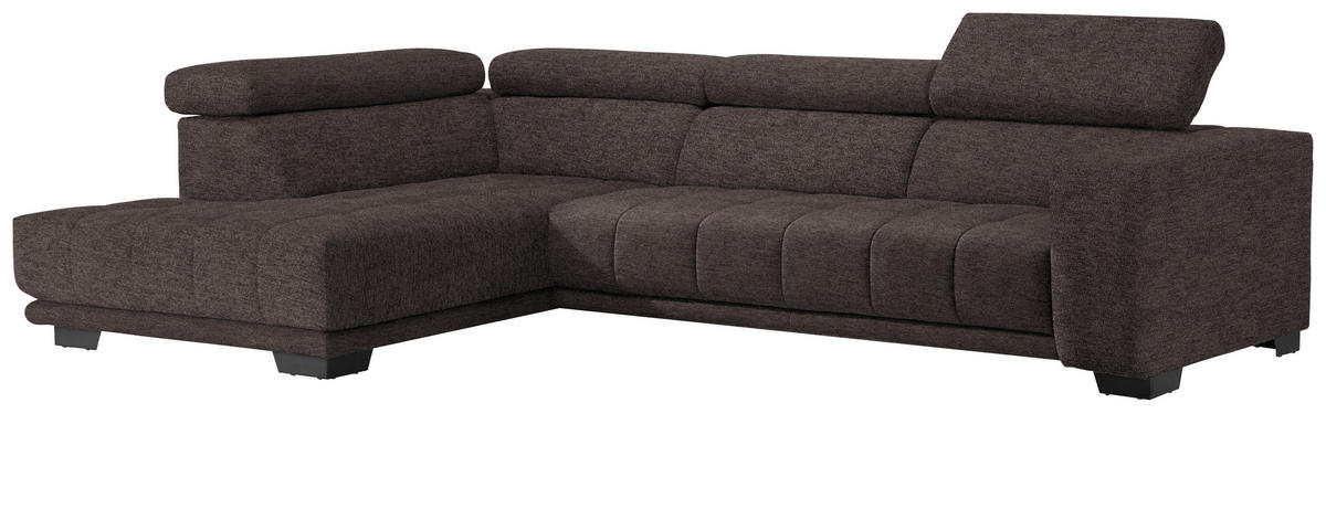 ECKSOFA in Mikrofaser Braun  - Schwarz/Braun, Design, Textil/Metall (207/301cm) - Xora