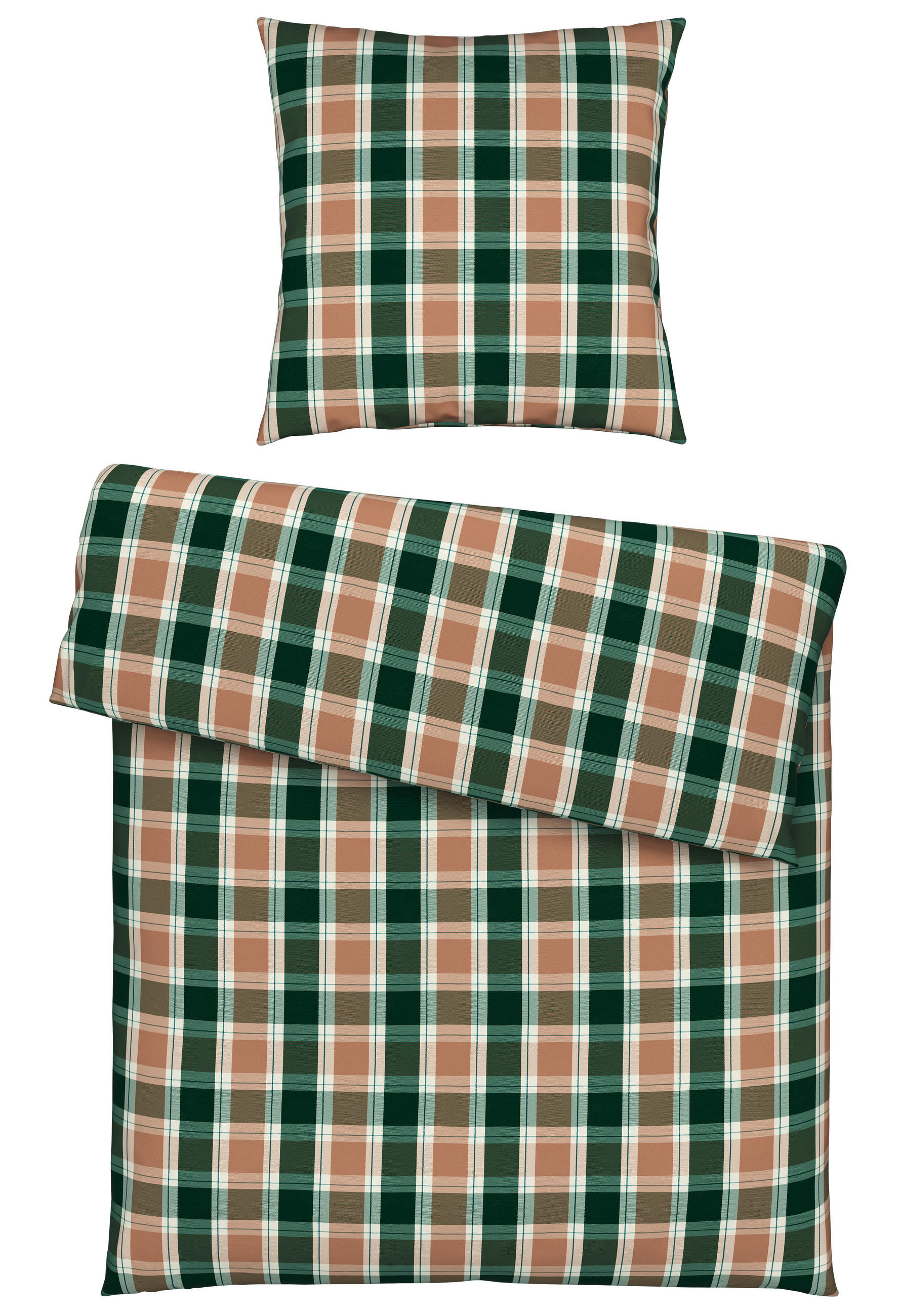 BETTWÄSCHE 2-teilig Flanell 135/200 cm  - Grün, Textil (135/200cm) - Dieter Knoll