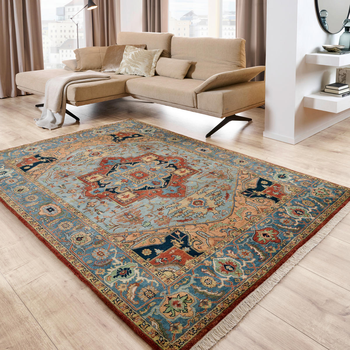 ORIENTTEPPICH 170/240 cm Super Serapi Blau, Hellblau  - Blau/Hellblau, LIFESTYLE, Textil (170/240cm) - Cazaris