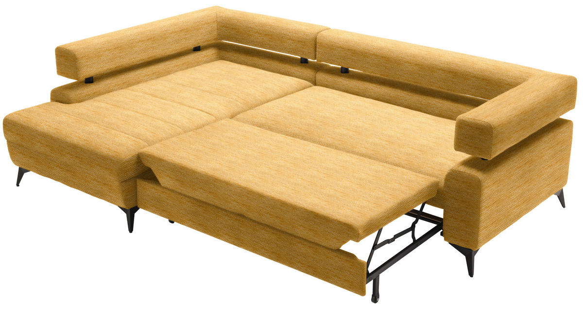 ECKSOFA in Chenille Currygelb  - Currygelb/Schwarz, Konventionell, Textil/Metall (184/75-89/265cm) - Hom`in