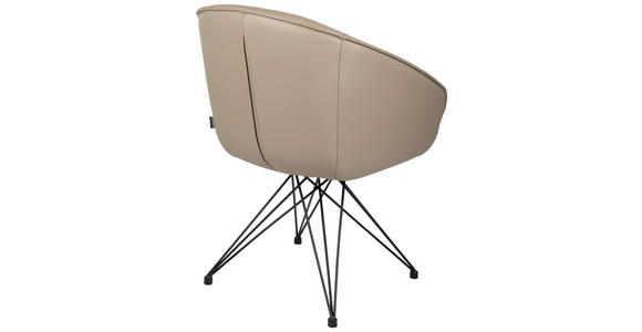 ARMLEHNSTUHL  in Eisen Echtleder pigmentiert  - Taupe/Schwarz, Design, Leder/Metall (59,5/83,5/63,5cm) - Belluti