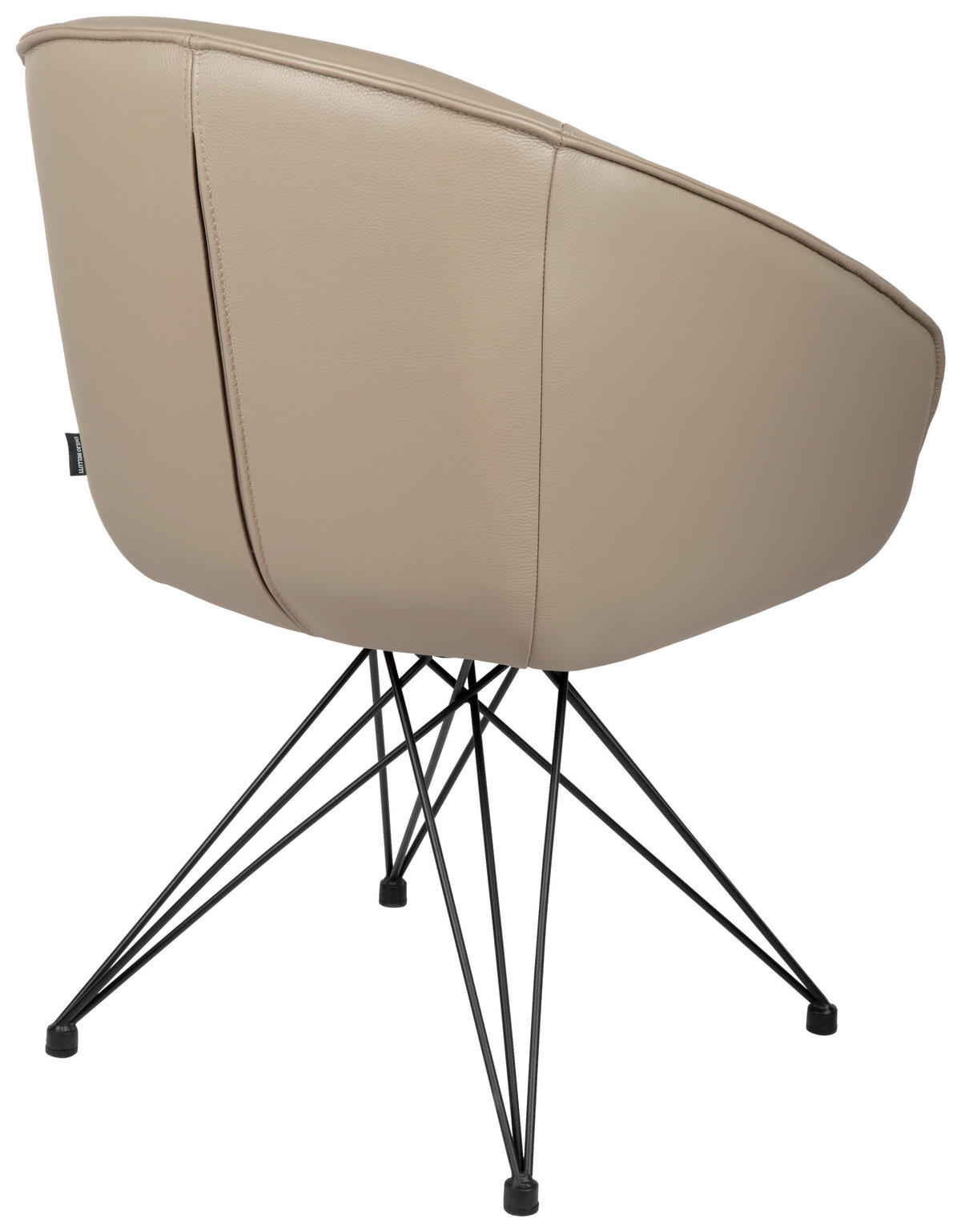 ARMLEHNSTUHL  in Eisen Echtleder pigmentiert  - Taupe/Schwarz, Design, Leder/Metall (59,5/83,5/63,5cm) - Emilio Belluti