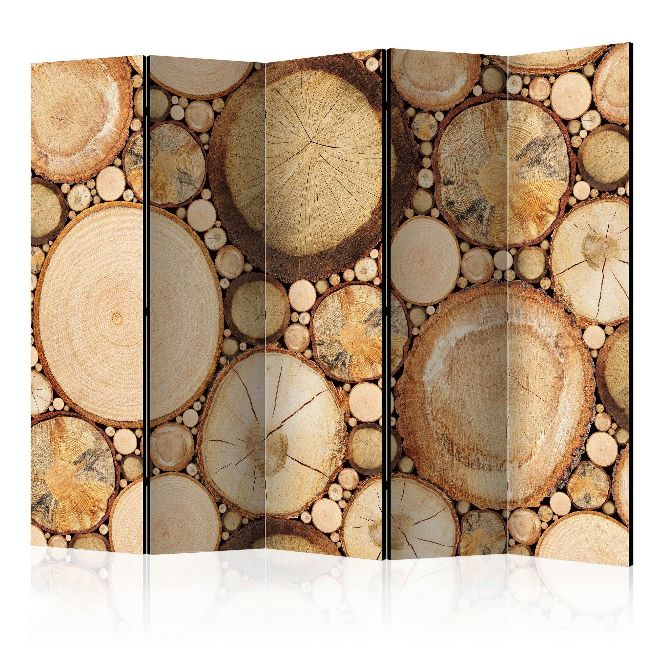 SKÄRMVÄGG  i trä, textil  brun, beige  - beige/brun, Basics, trä/textil (225/172/3cm) - artgeist