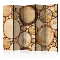 PARAVENT mit 5  Flügel - Beige/Braun, Basics, Holz/Textil (225/172/3cm) - artgeist