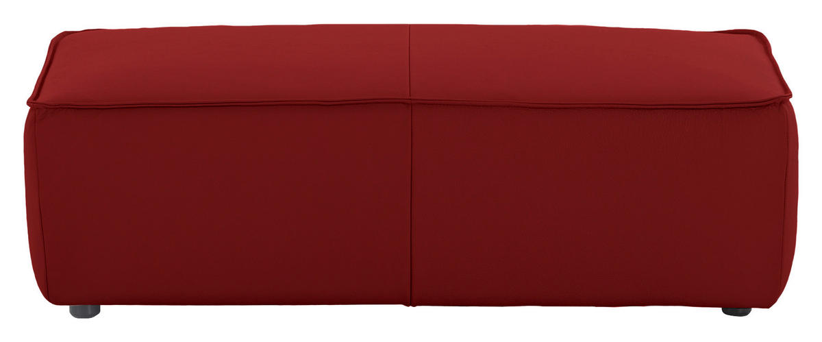 HOCKER Echtleder Rot  - Rot/Schwarz, MODERN, Leder/Kunststoff (120/39/60cm) - Chilliano