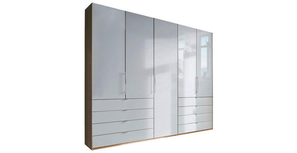 FALTTÜRENSCHRANK 250/236/58 cm 3-türig Weiß, Eichefarben  - Chromfarben/Eichefarben, KONVENTIONELL, Glas/Holzwerkstoff (250/236/58cm) - Venda