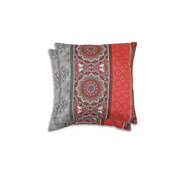ZIERKISSENSET in Grau, Rot, Dunkelgrau Ornament 48/48 cm  - Dunkelgrau/Rot, Basics, Textil (48/48cm)