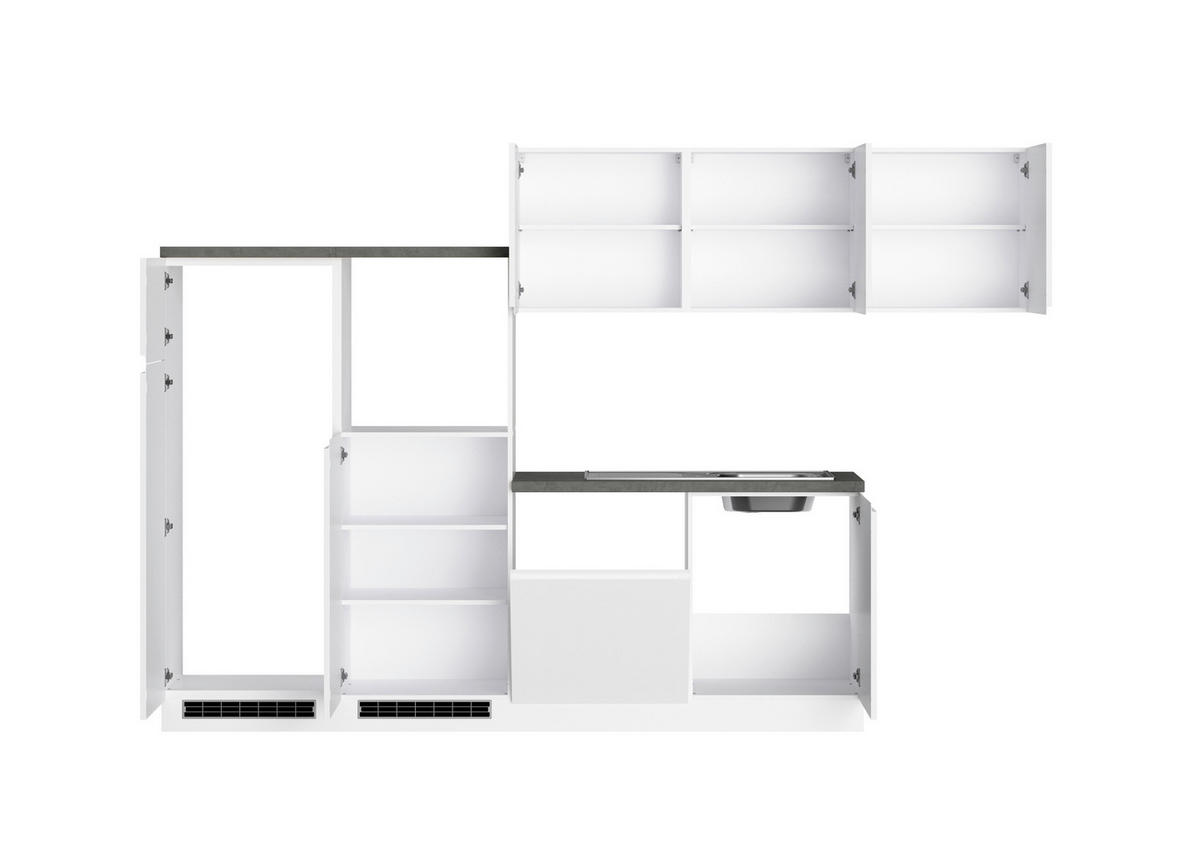ECKKÜCHE 300/240 cm  in Weiß, Grau, Weiß Hochglanz  - Weiß Hochglanz/Weiß, LIFESTYLE, Holzwerkstoff (300/240cm) - Held