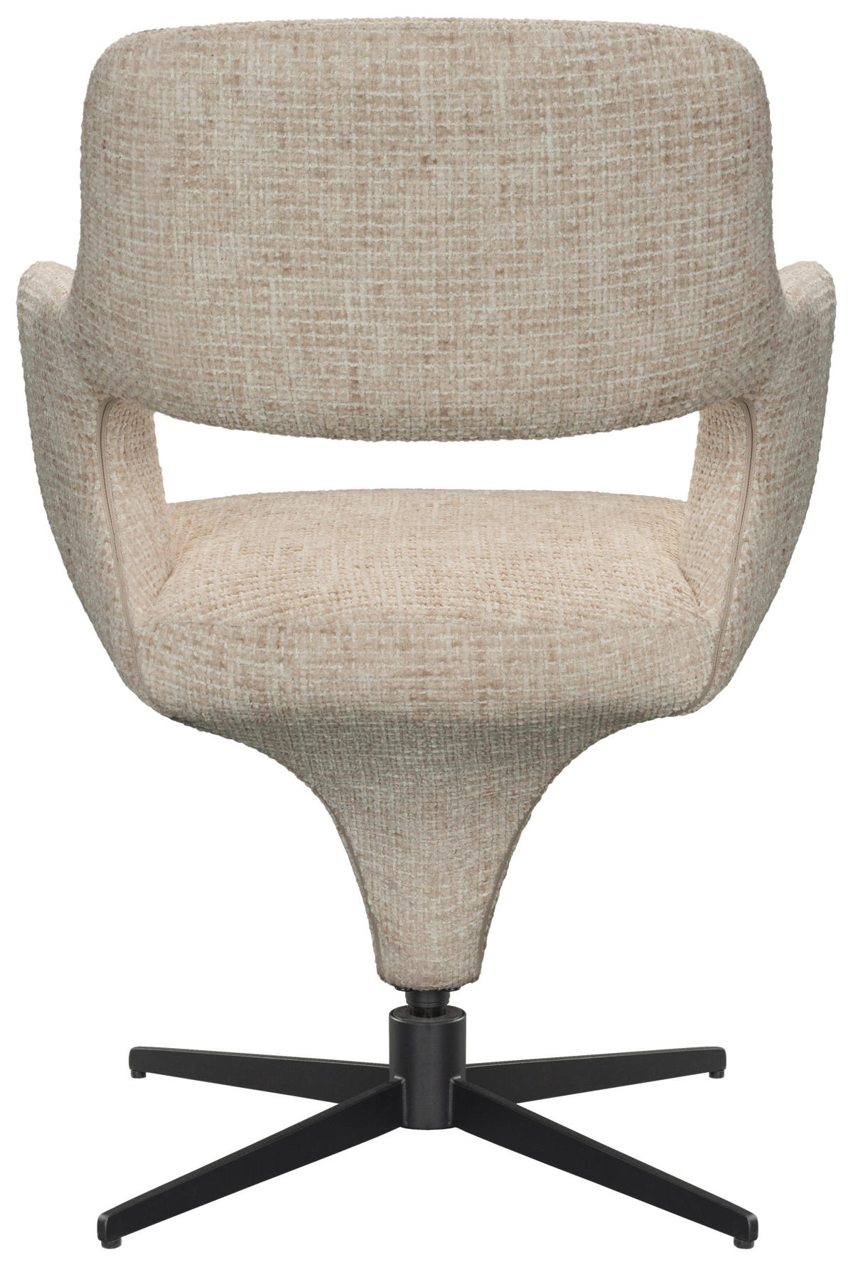 ARMLEHNSTUHL  Stoffauswahl, Sitzfläche 360° drehbar, automatische Rückholfunktion Mikrofaser  - Beige/Schwarz, Design, Textil/Metall (61/84/63cm) - Novel