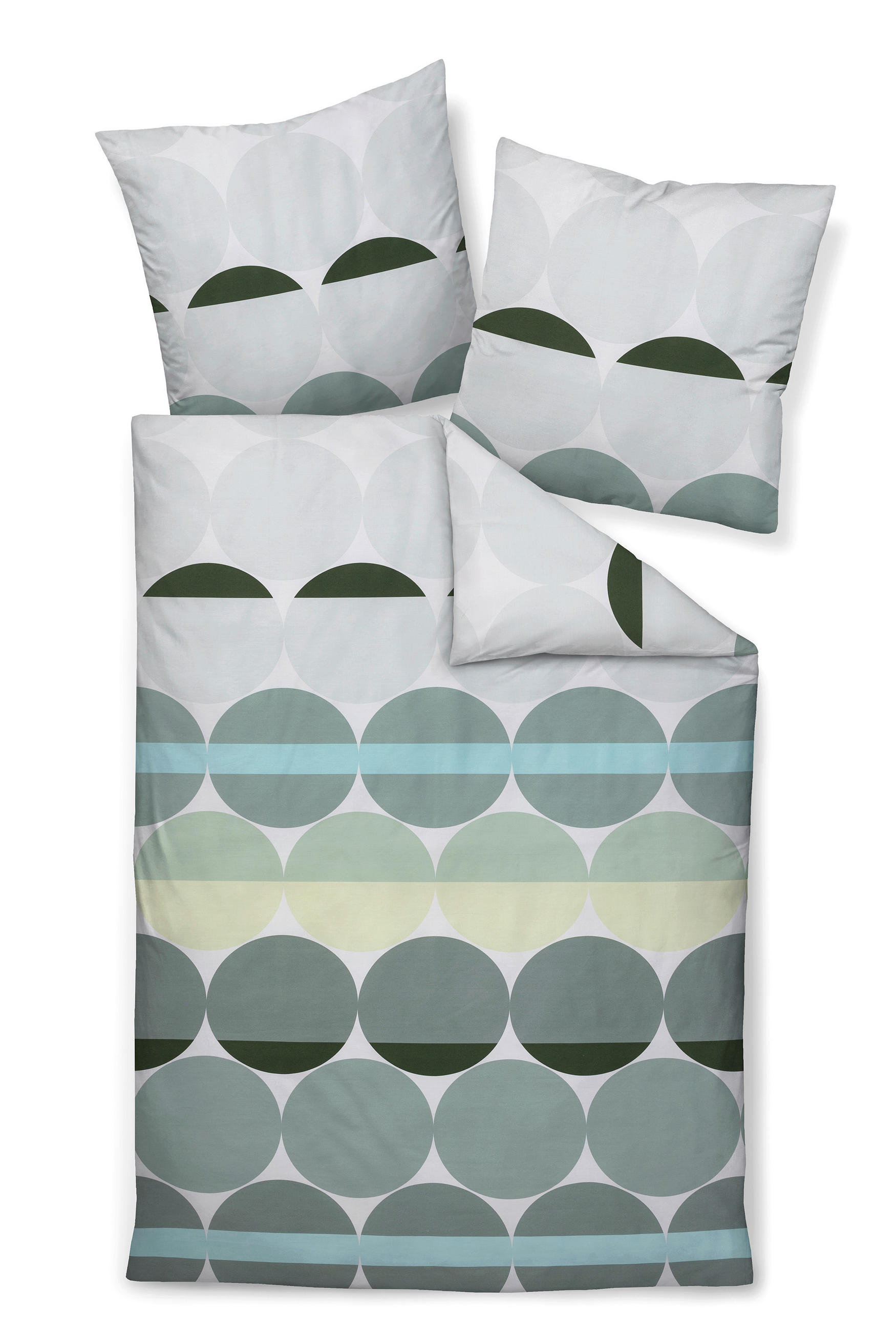 BETTWÄSCHE Makosatin 135/200 cm  - Türkis/Weiß, Design, Textil (135/200cm) - Janine