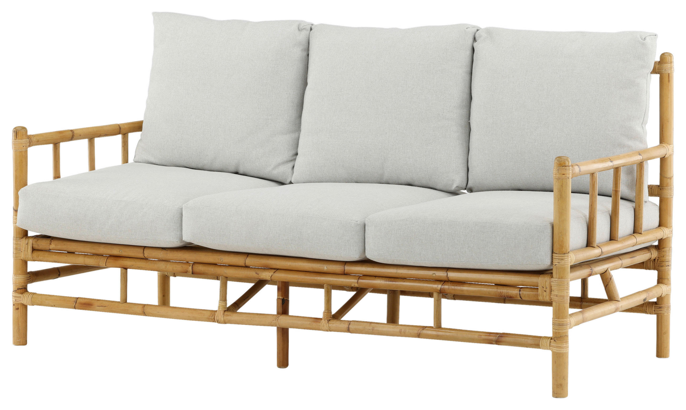 LOUNGESOFA 180/88/77 cm Bambus, Rattan  - Hellbraun/Creme, KONVENTIONELL, Holz/Textil (180/88/77cm) - Gardenson