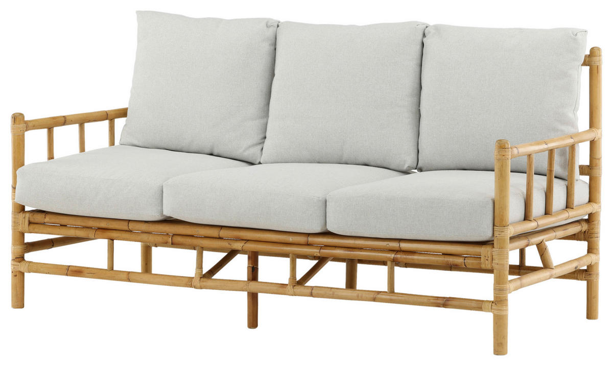 LOUNGESOFA 180/88/77 cm Bambus, Rattan  - Hellbraun/Creme, KONVENTIONELL, Holz/Textil (180/88/77cm) - Gardenson