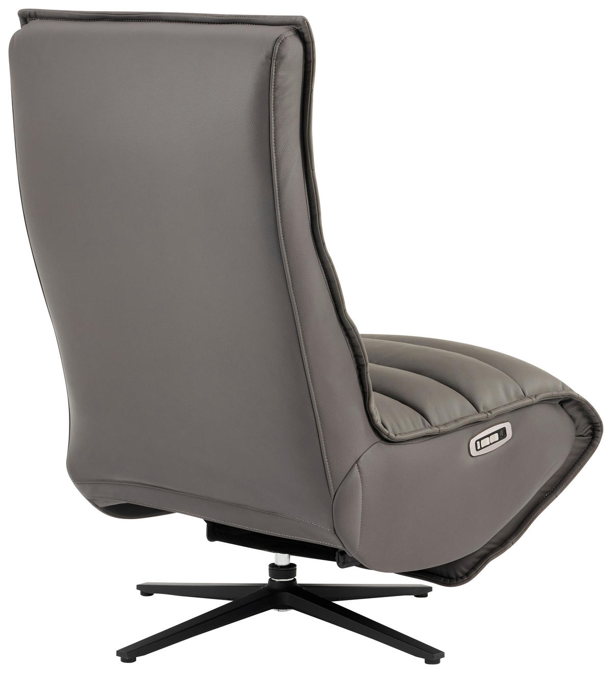 RELAXSESSEL Lederlook Echtleder Relaxfunktion, Fußteilverstellung, Nackenkissen    - Dunkelgrau/Schwarz, Design, Leder/Textil (68/108/84cm) - Stylife